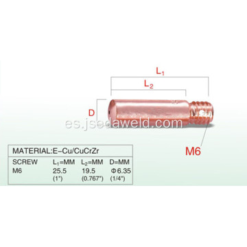 M6 25.5mm punta de contacto mini antorcha de soldadura